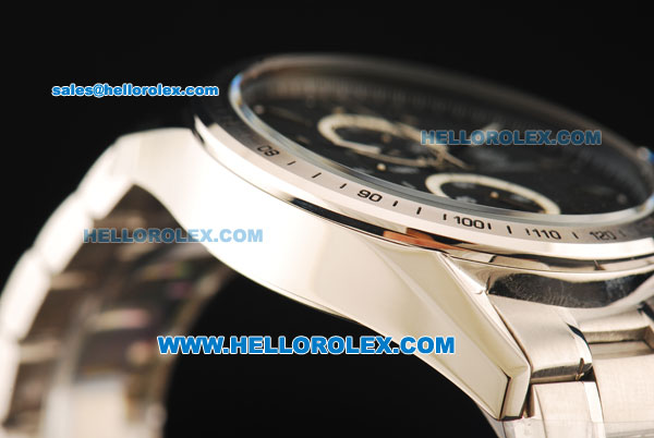 Tag Heuer Carrera Chronograph Miyota Quartz Movement Full Steel with Black Dial and Stick Markers - Click Image to Close